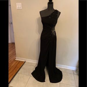 BG Haute Black sequin dress, split in the front